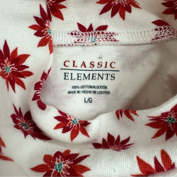Classic Elements Christmas Holiday Poinsettia Print Turtleneck L - Picture 4 of 5